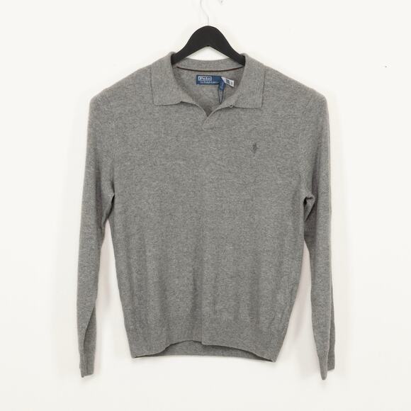 Polo Ralph Lauren Men Wool Regular Fit Polo Sweater Gray Size L - Picture 1 of 7
